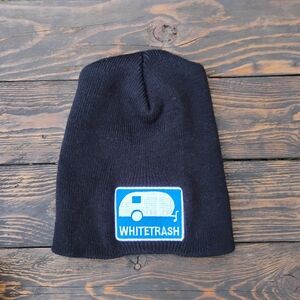 THC BLACK WHITETRASH TOBOGGAN KNIT VINTAGE BEANIE SKULL HAT CAP SK8 SKATE